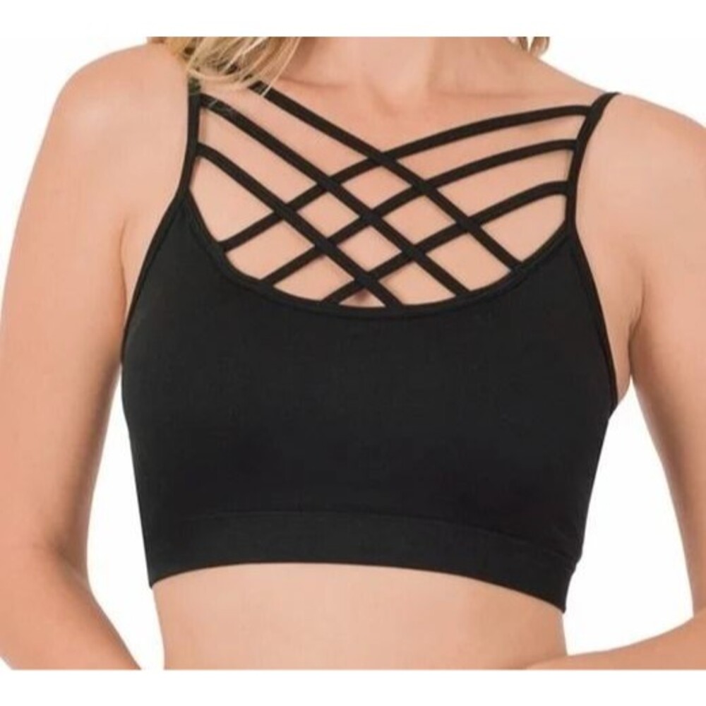 L/XL BLACK ZENANA LATTICE BRALETTE-NWT